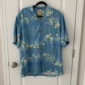 Tommy Bahama Blue & Cream Hawaiian Camp Shirt